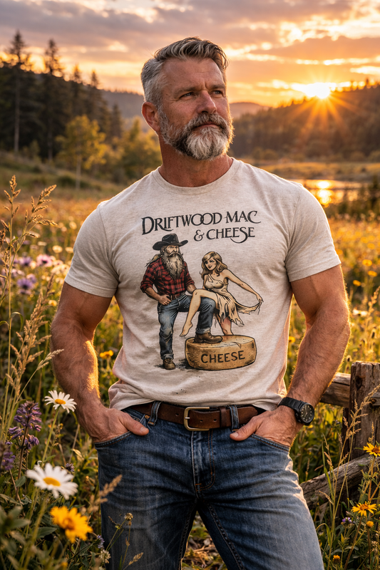 Driftwood Mac & Cheese - Parody Vintage Retro Rock T-Shirt